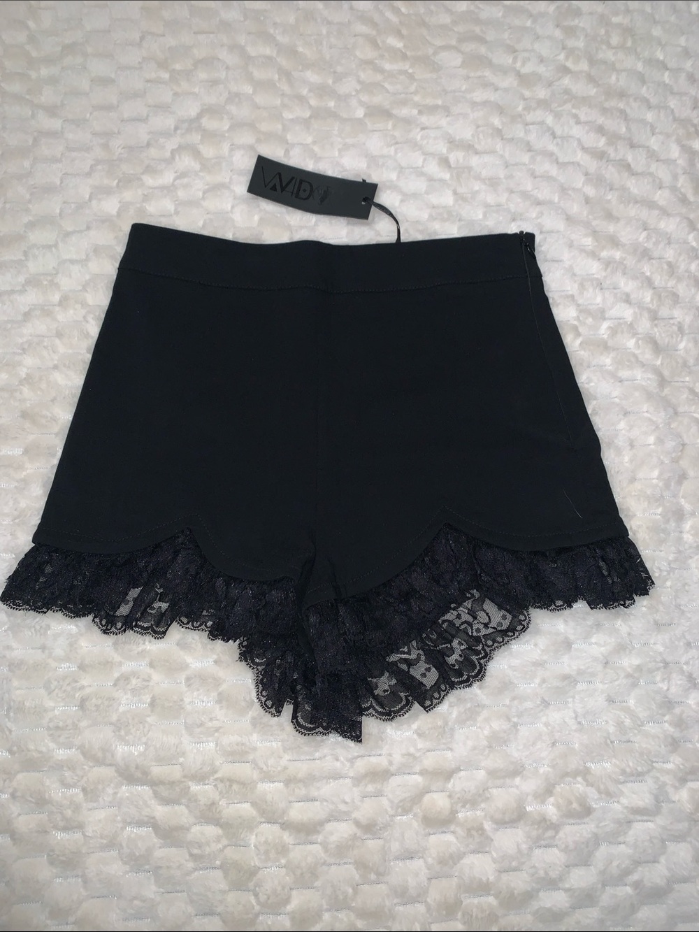 Dolls Kill Widow Black Lace-Trim High-Waist Shorts, Size Small, NWT